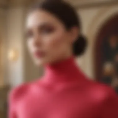 A fashion-forward individual wearing a seamless turtleneck in a vibrant setting.