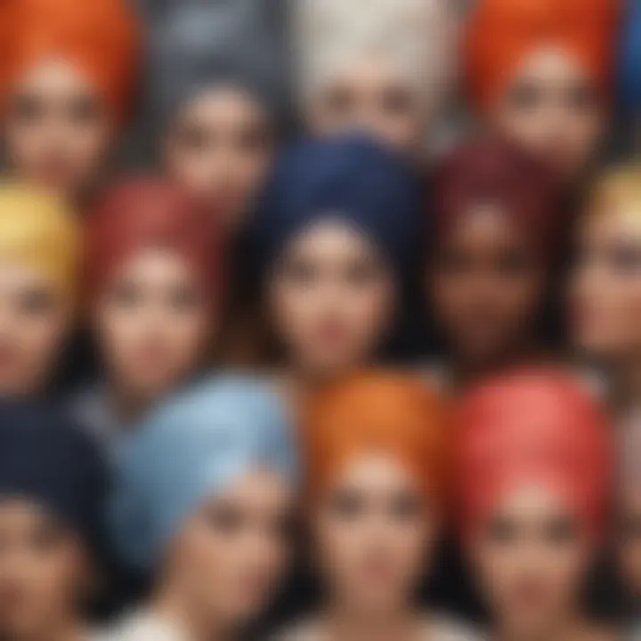 A close-up of different fabrics used in hair turbans, highlighting their textures.