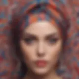 A stylish hair turban showcasing intricate patterns and vibrant colors.