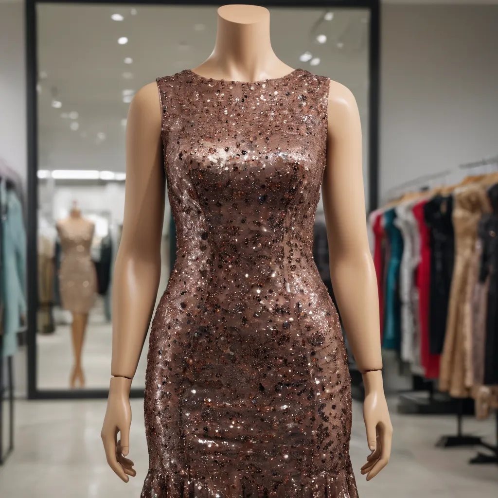 Sequin Embellished Knee Length Fit & Flare Net Dress